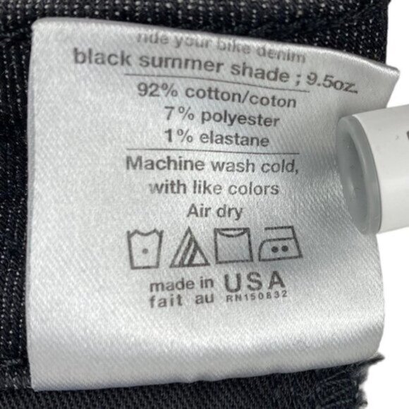 Ryb Ride Your Bike Black Summer Shade Denim Jean Cycling Shorts 9.5 oz US 27 - Picture 13 of 16